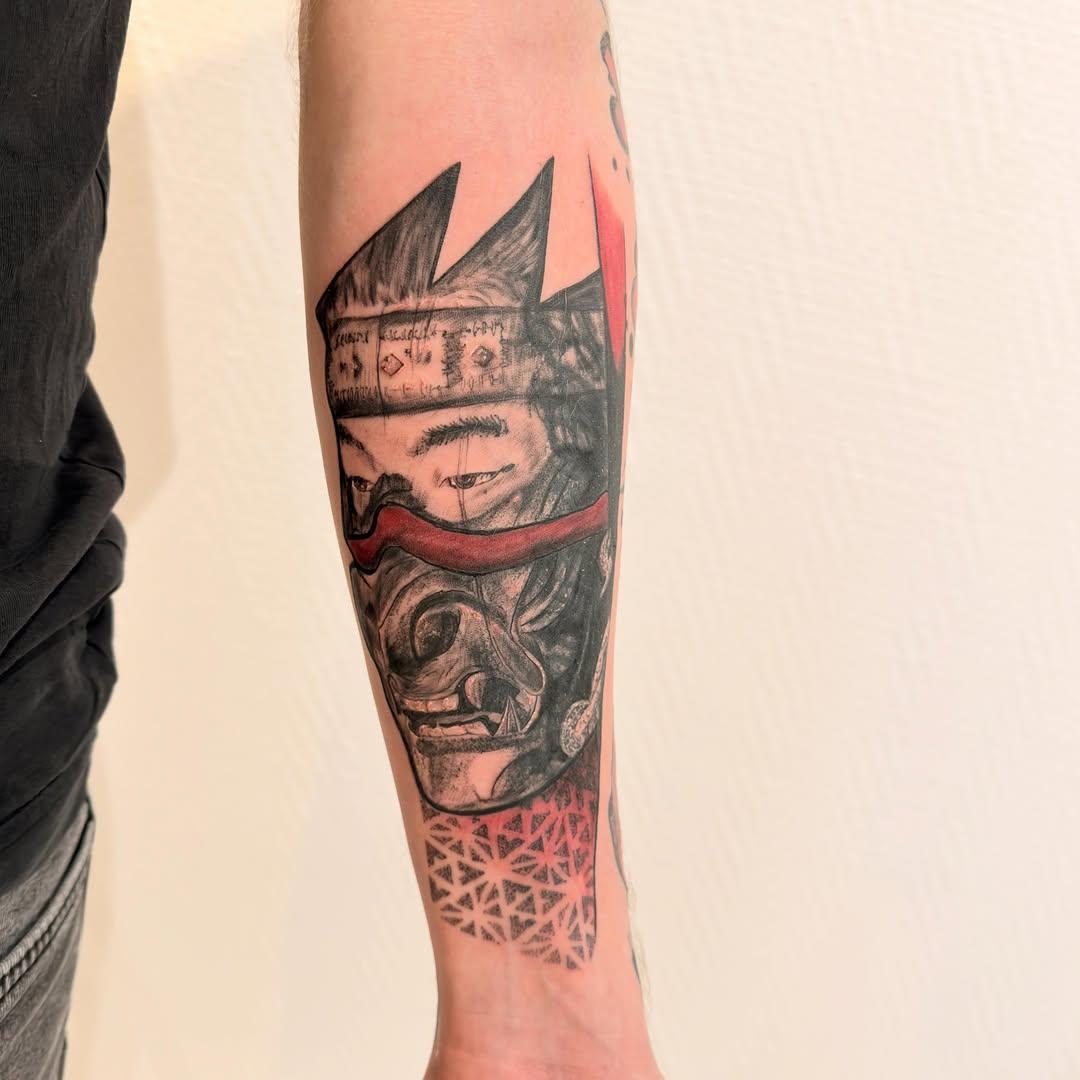 Tatouage Jin Ghost of Tsushima mélange styles — sailorinkstudio