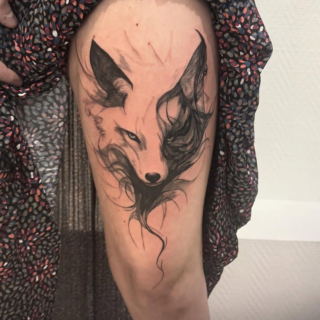 Tatouage Renard abstrait — sailorinkstudio