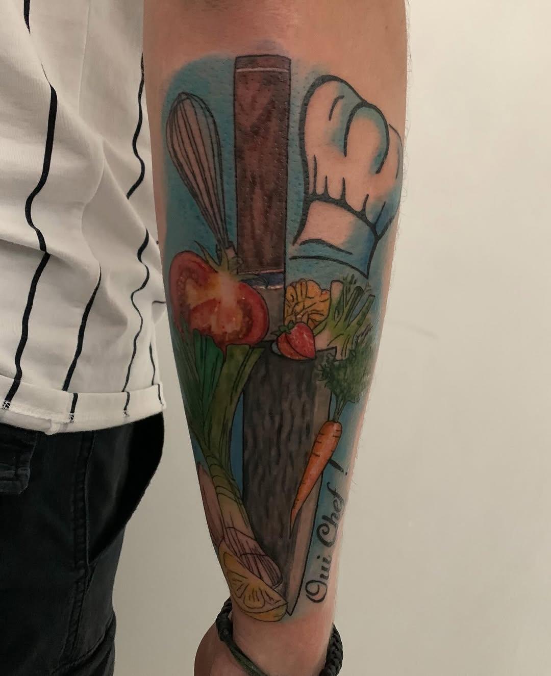 Tatouage Composition culinaire ustensiles — sailorinkstudio
