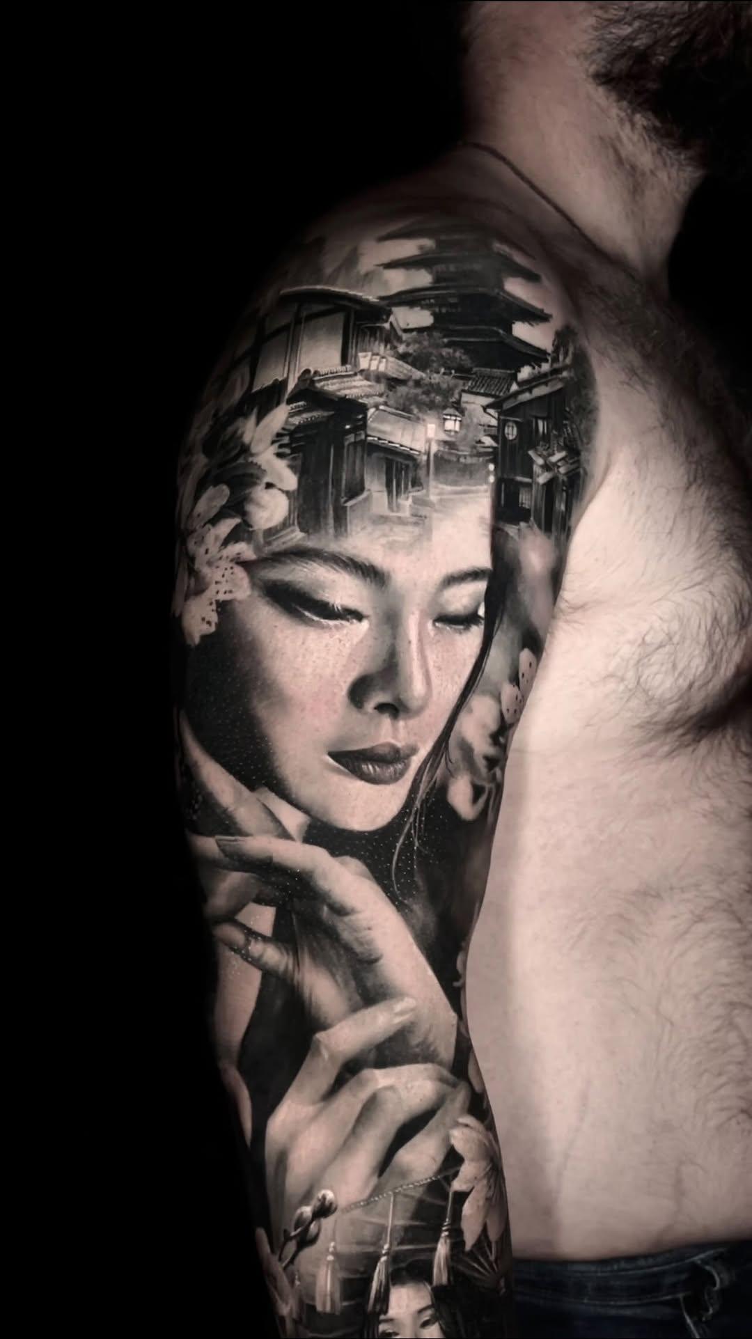 Tatouage Geisha manchette réalisme — padawan.tattooartist