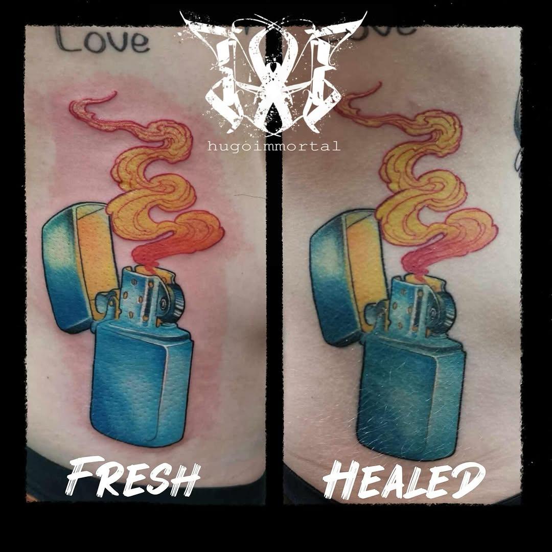 Tatouage Briquet avec flammes — hugoimmortal