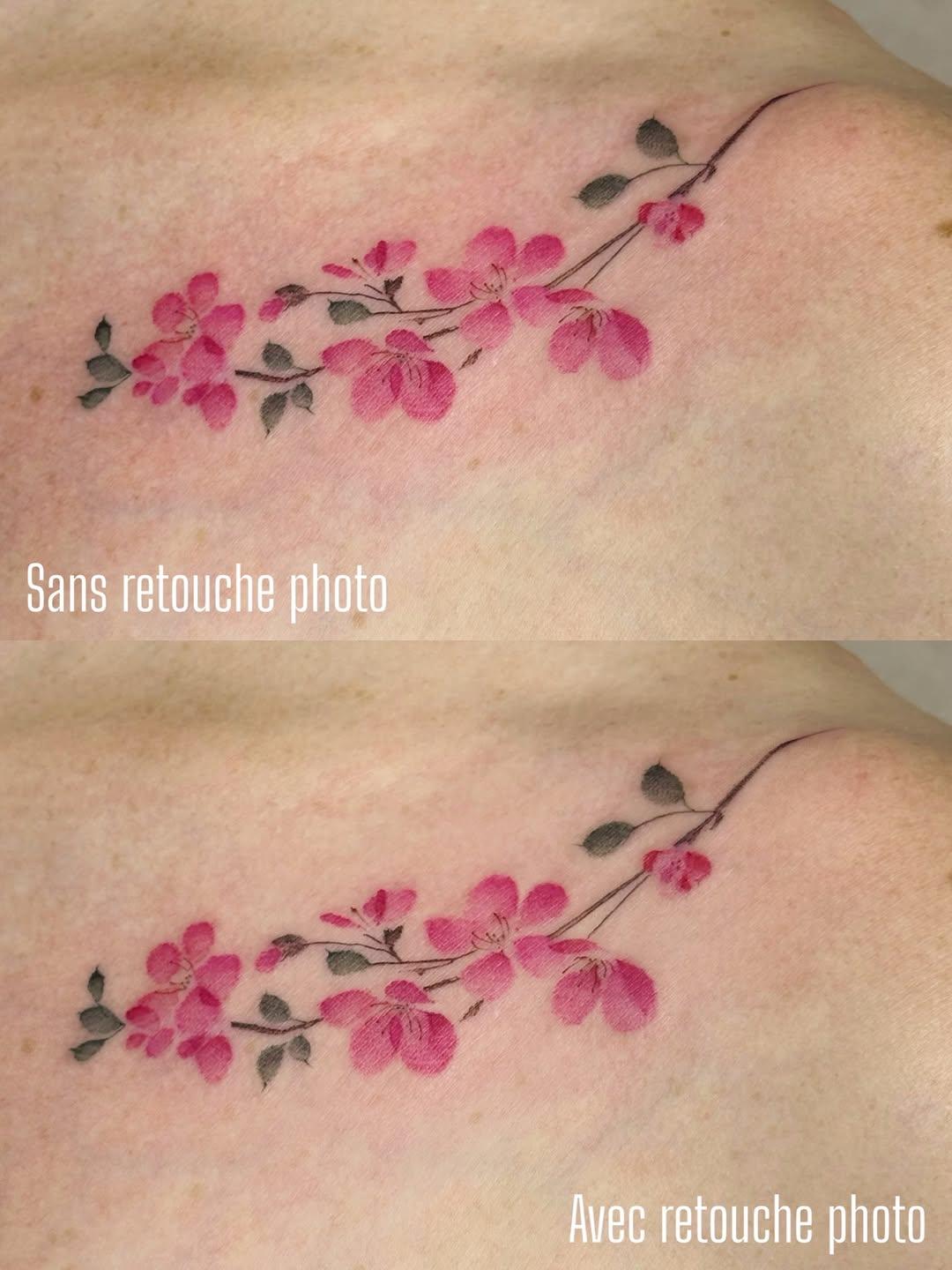 Tatouage Magnolia rose forearm — eva_tattooist