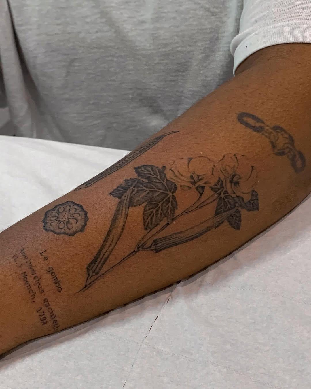 Tatouage gombo planche botanique — valentine_mandarine