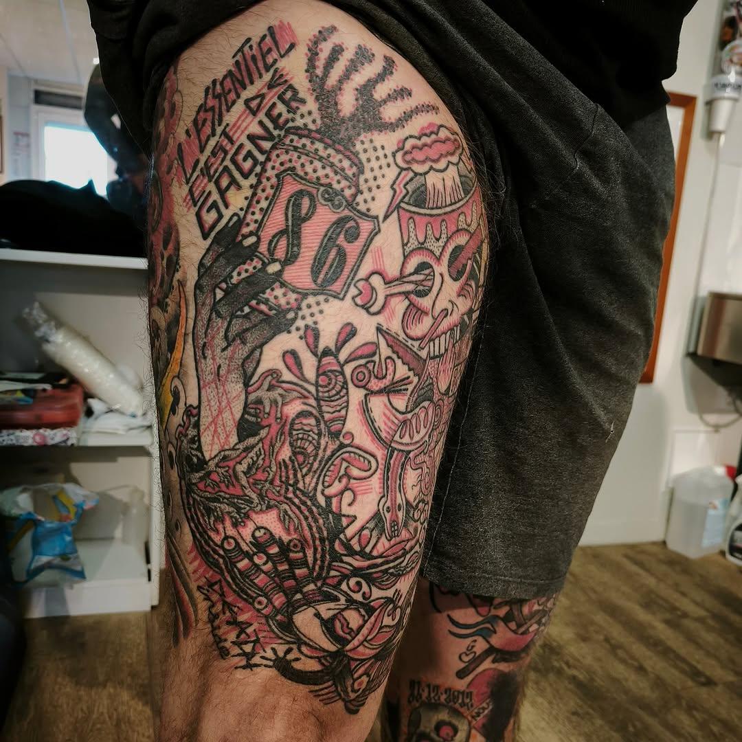 Tatouage Illustration complexe - cuisse — yannonyme
