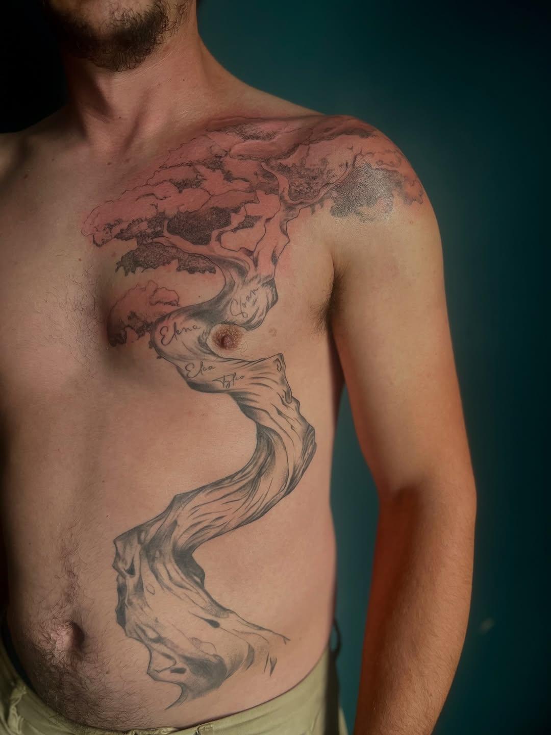 Tatouage arbre paysage naturiste — jen.ink