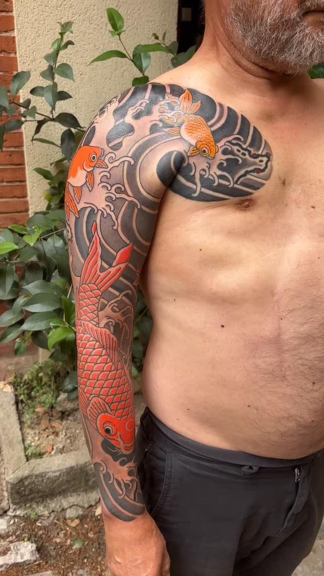 Tatouage Manchette japonaise bras/pectoral — brinditattoo