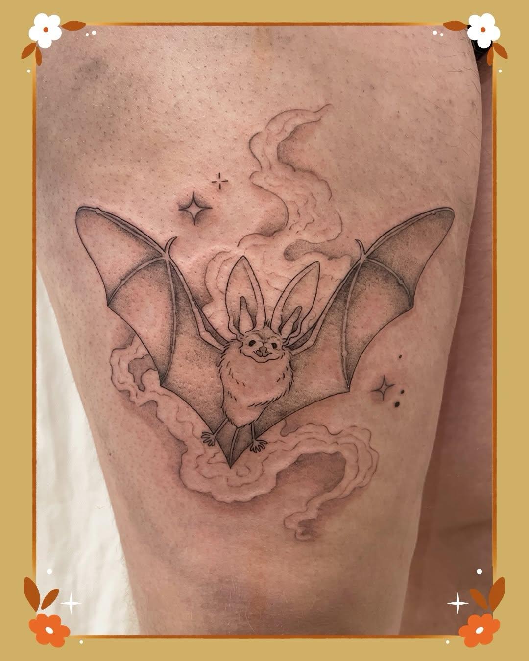 Chauve-souris fine line avec volutes — naineuh