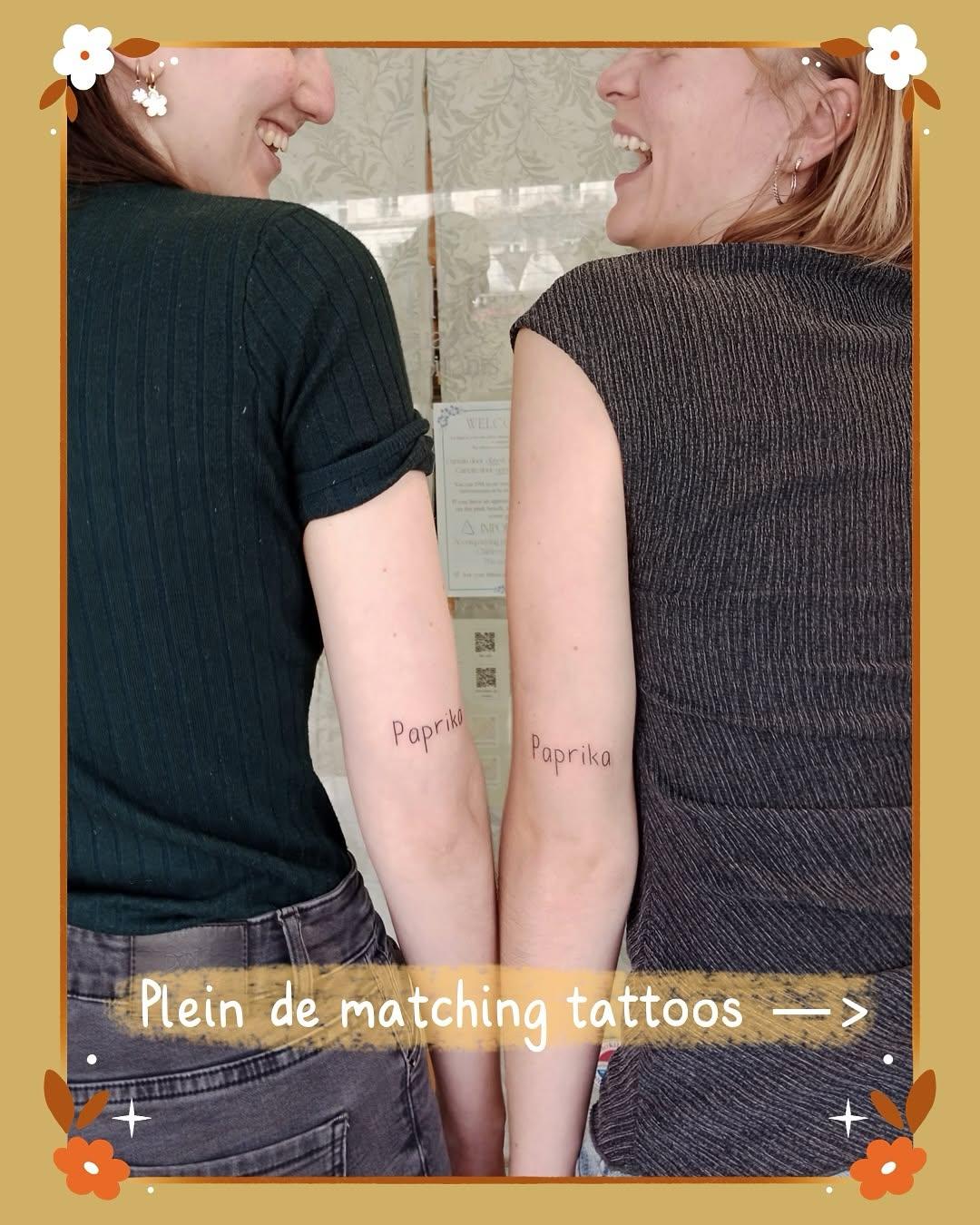 Matching tattoos fine line — naineuh