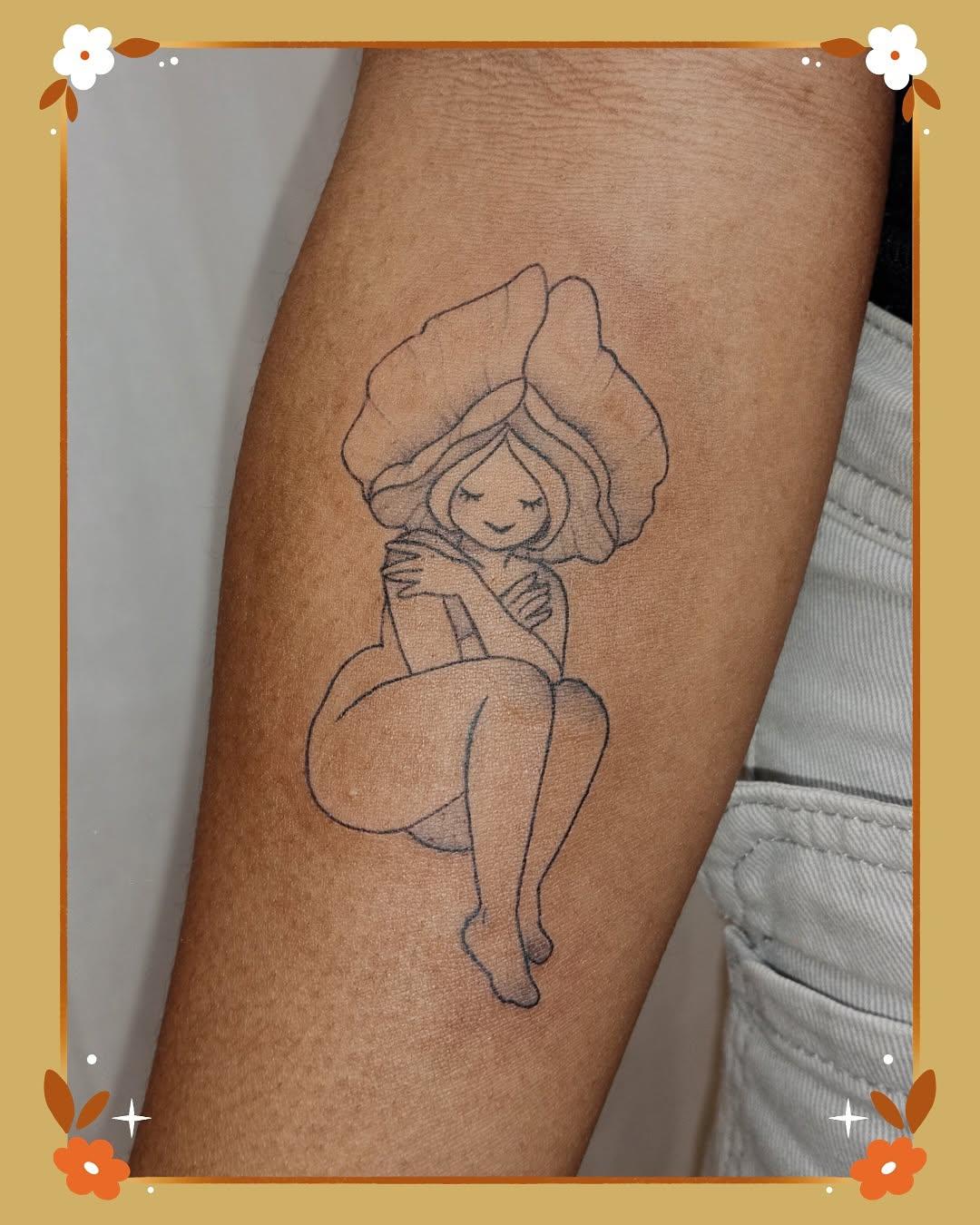 Femme au chapeau-fleur, illustratif fine line — naineuh