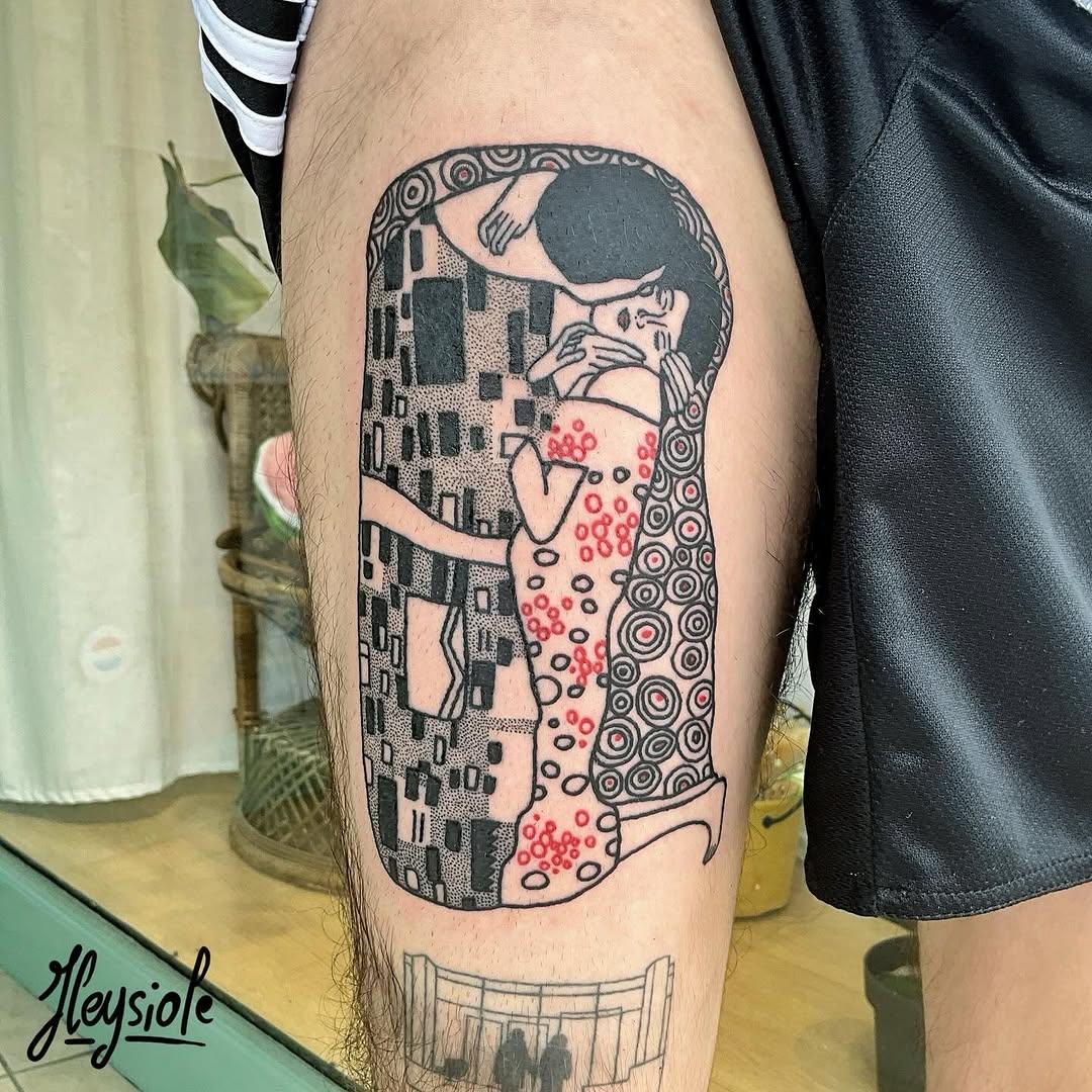 « Le Baiser » de Klimt revisité, blackwork — heysi0le