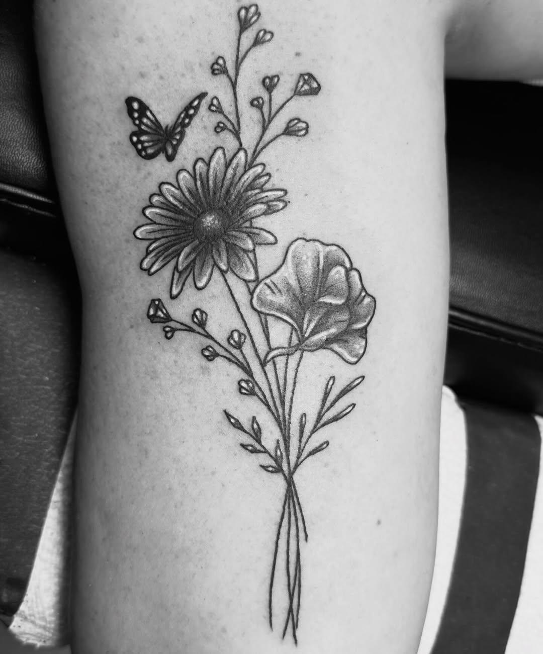 Tatouage fleur couleur — jaybaxterart