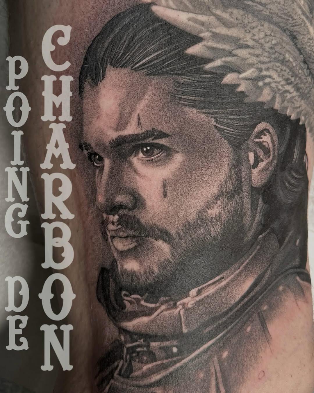 Tatouage Jon Snow dotwork — marc.winchestertattooshop