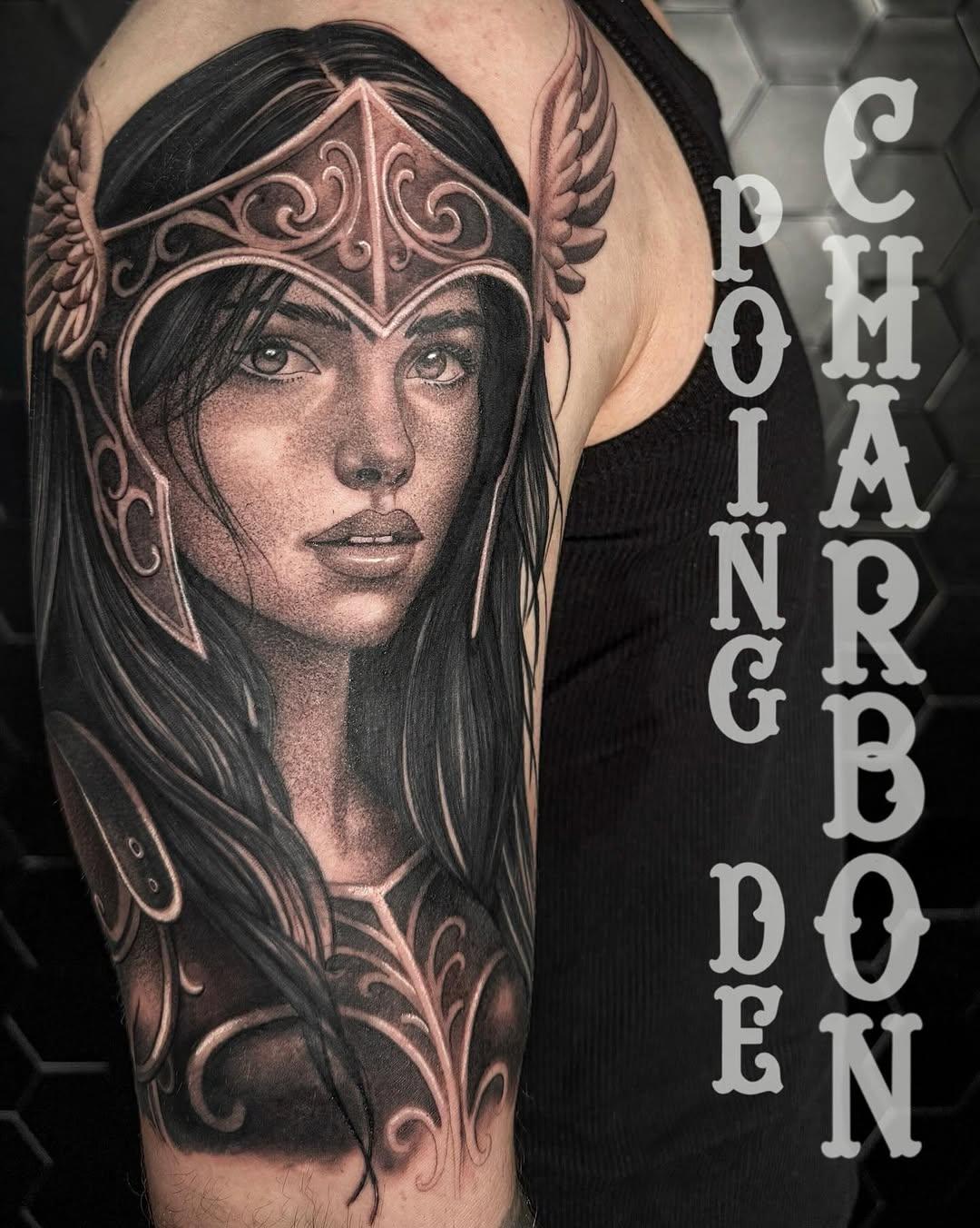 Tatouage Guerriere dotwork — marc.winchestertattooshop