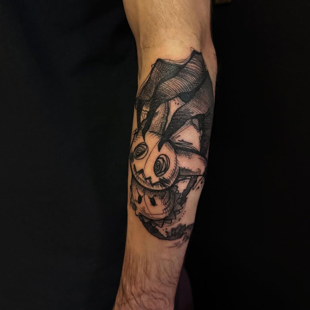 Mimikyu (Pokémon), flash sketch adopté — _nobu_tattoo_