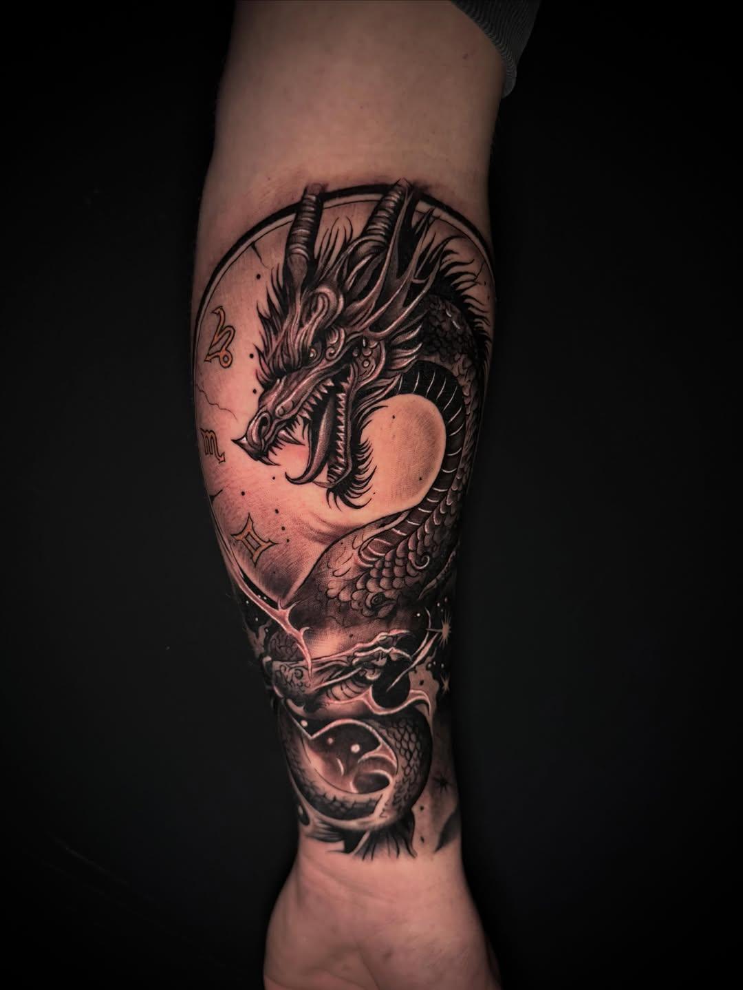 Tatouage dragon asiatique jambe — jeremy_josselin