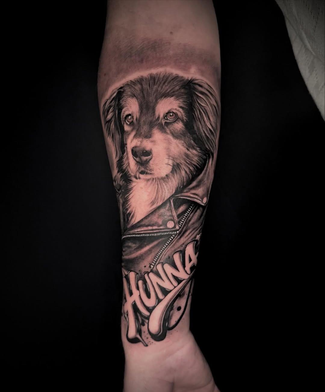 Tatouage portrait chien labrador avant-bras — jeremy_josselin