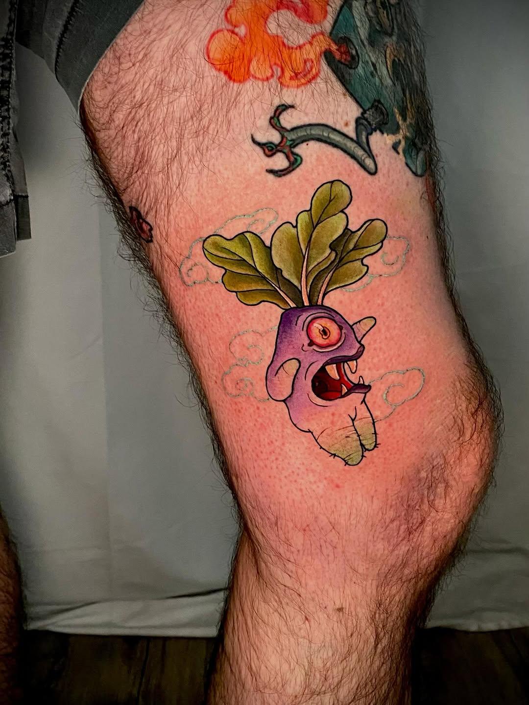 Tatouage daikon radis en colère cartoon — lagueuse_tattoo