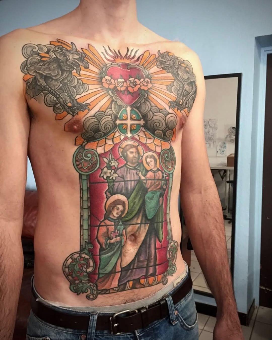 Tatouage cœur religieux saints anges — lagueuse_tattoo