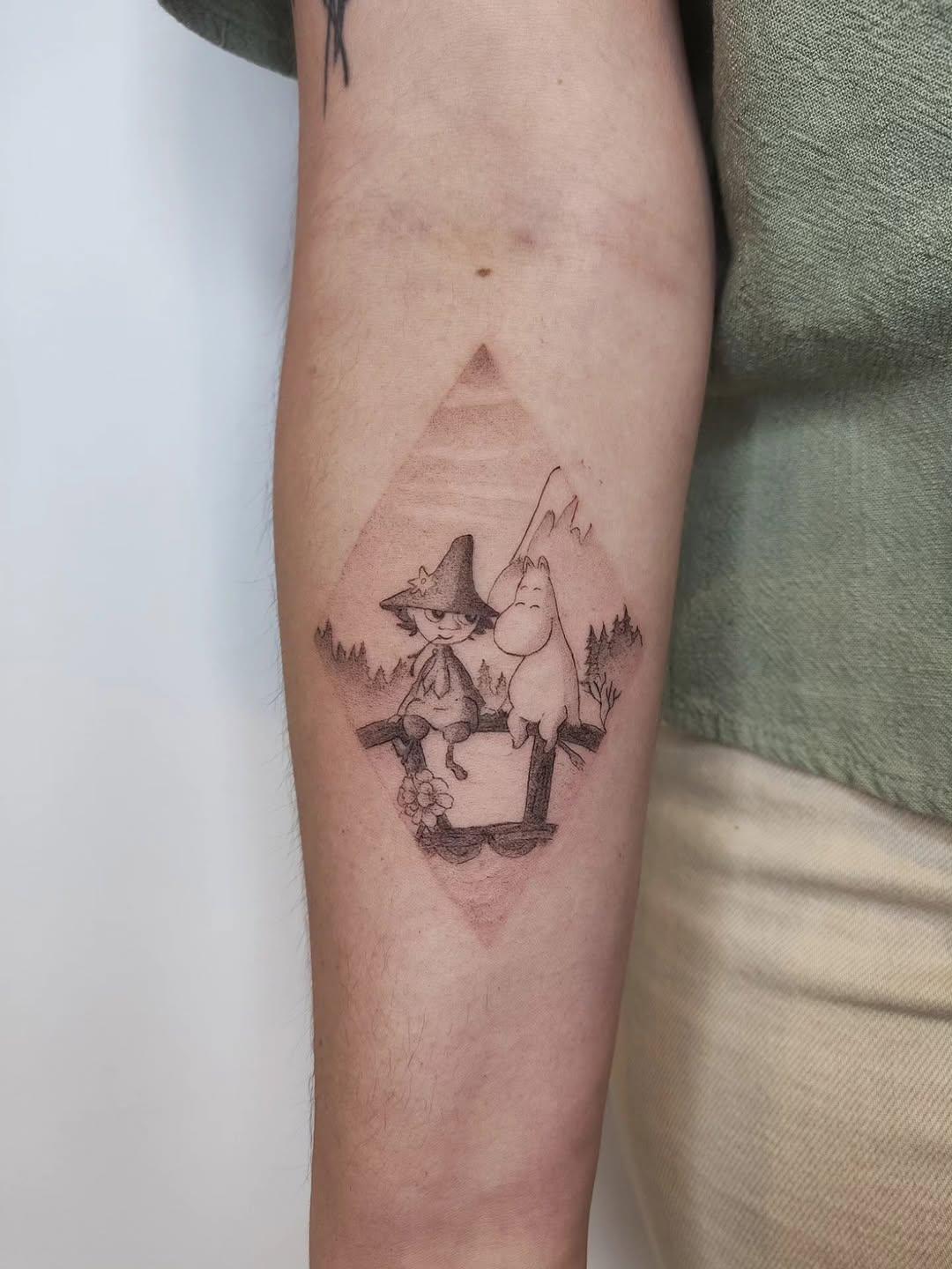 Tatouage Mononoke et Totoro sur branche — hengsenberg_tattoo