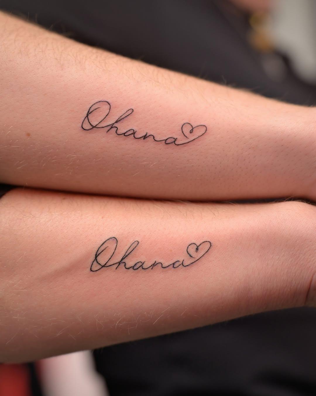Tatouage Lettrage Ohana avec cœur — syamtattooink_buchelay
