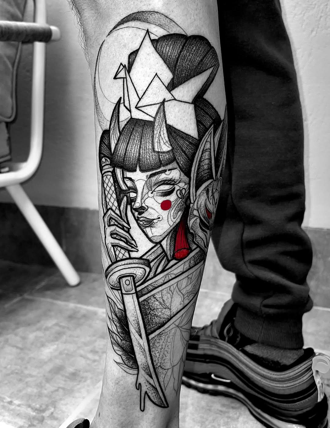 Pièce japonaise black & red illustrative — batomorao