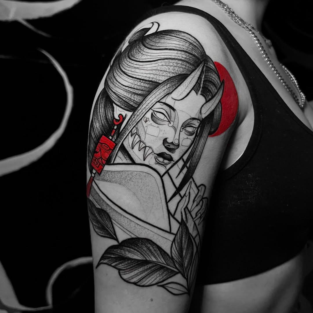 Pièce japonaise black & red illustrative — batomorao