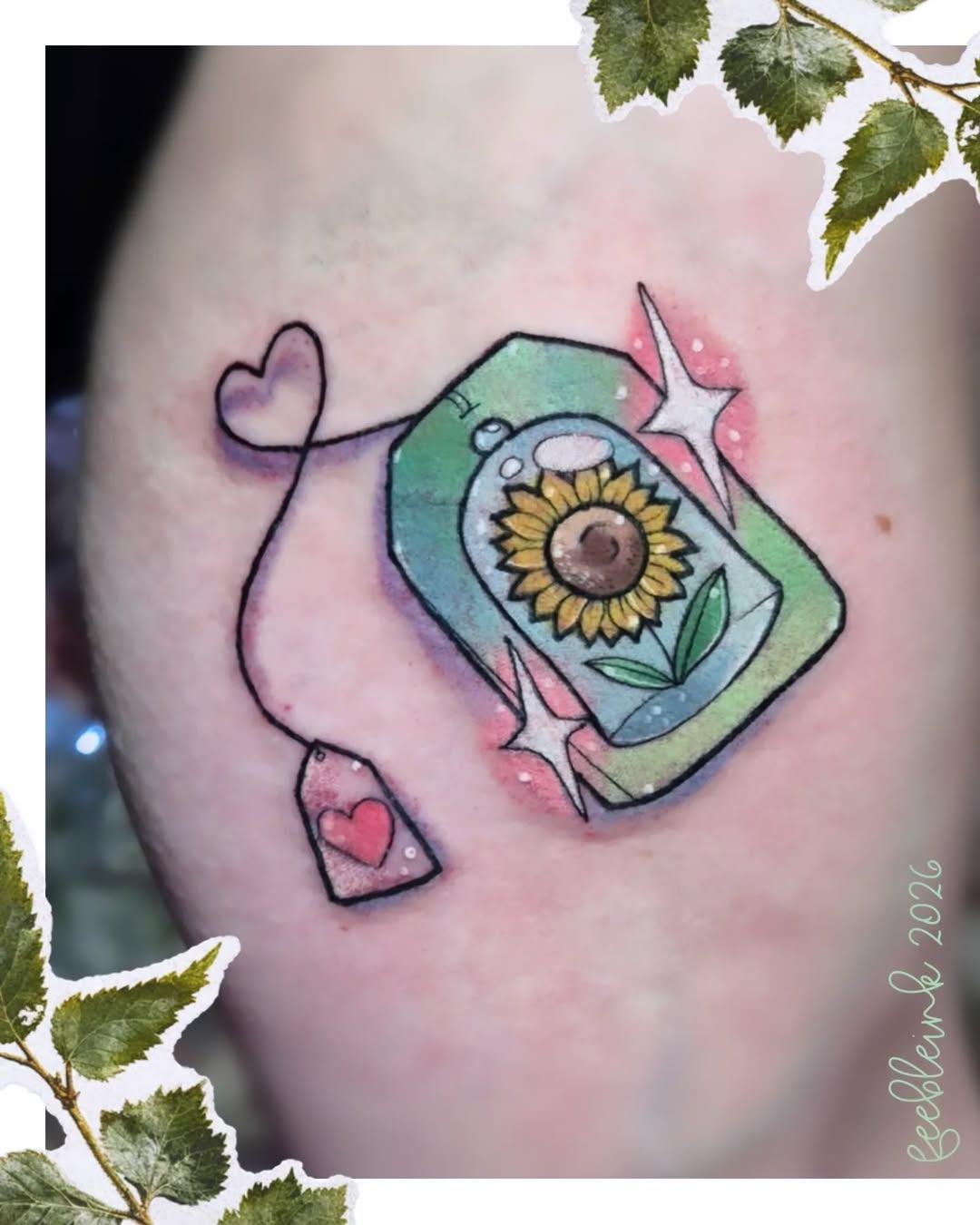Tatouage Sachet thé tournesol — feebleink