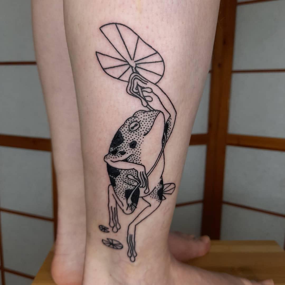 Axolotl blackwork cicatrisé — astronomina