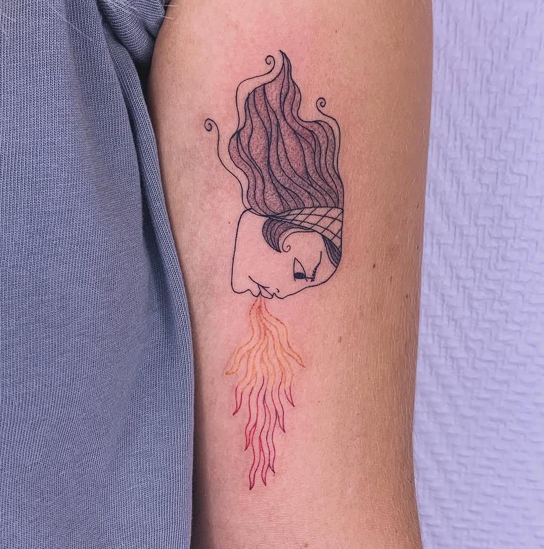 Cracheuse de feu blackwork — astronomina
