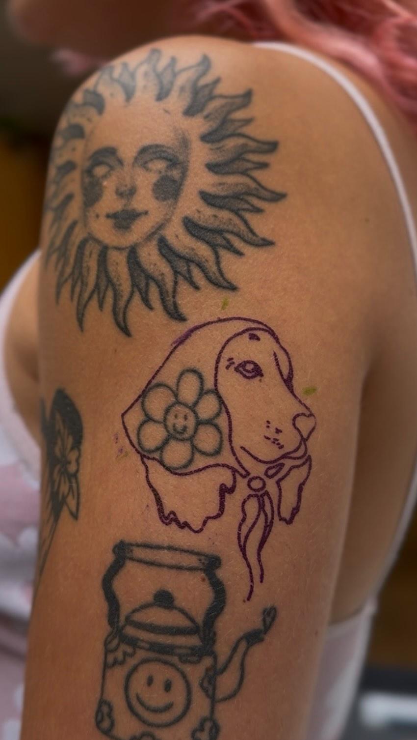 Tatouages chien oie fine line — rosux_ttt
