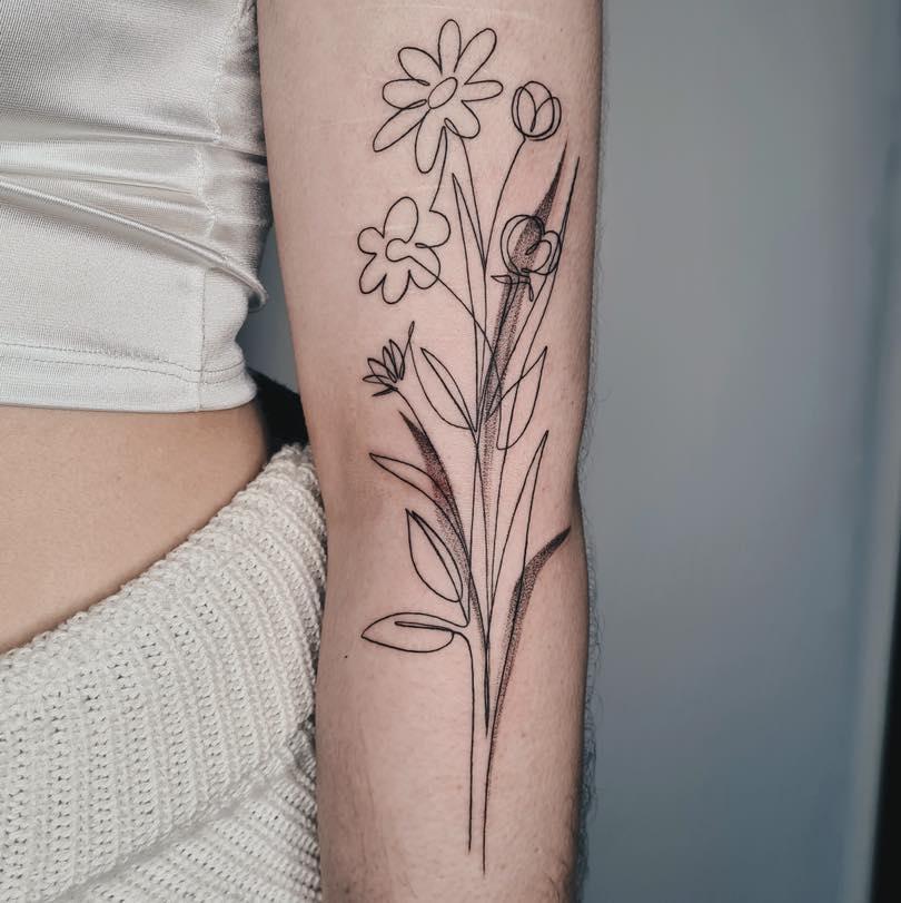 Bouquet floral fine line — lautre.pauline