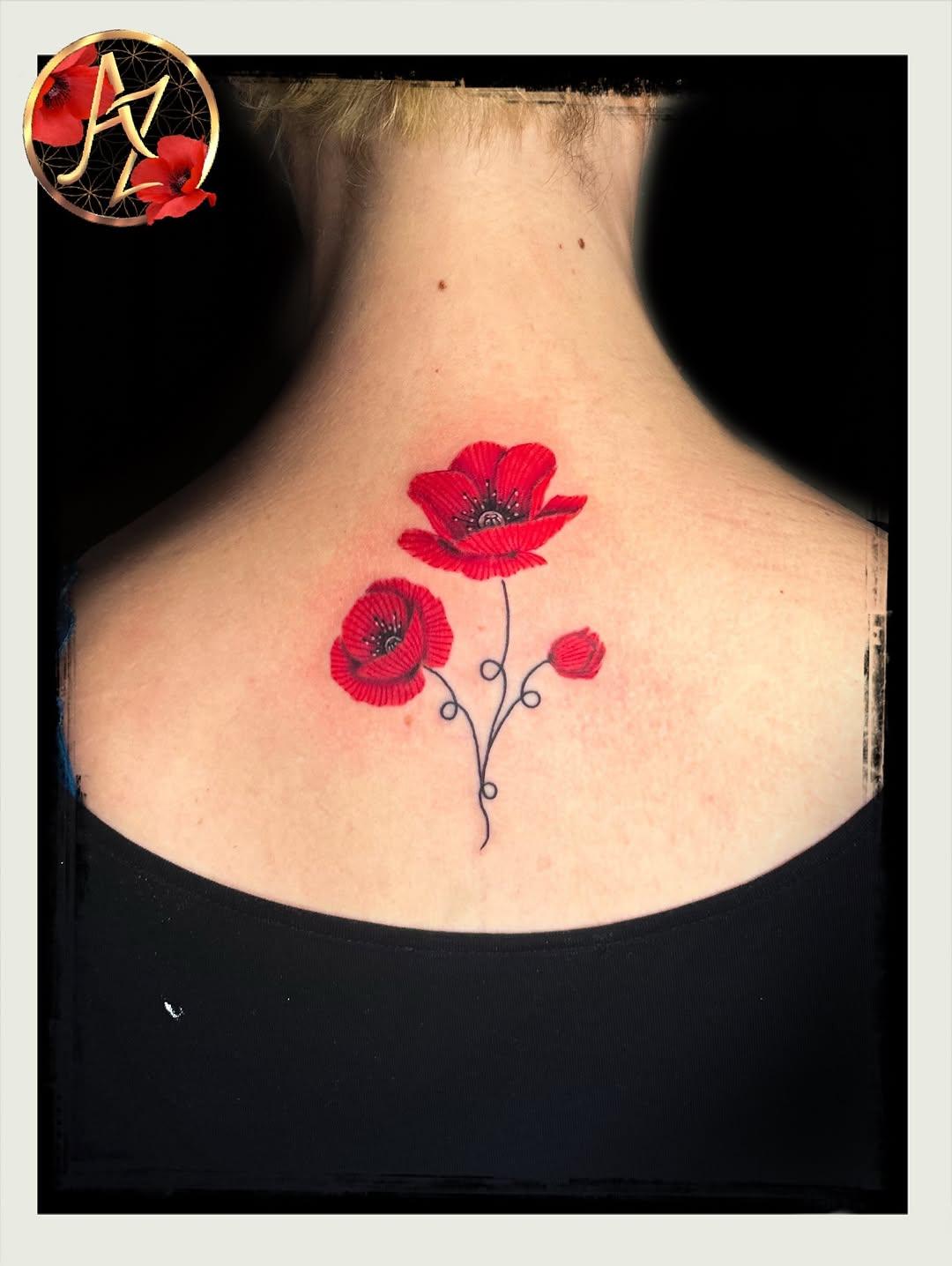 Tatouage coquelicot rouge — azraelle76