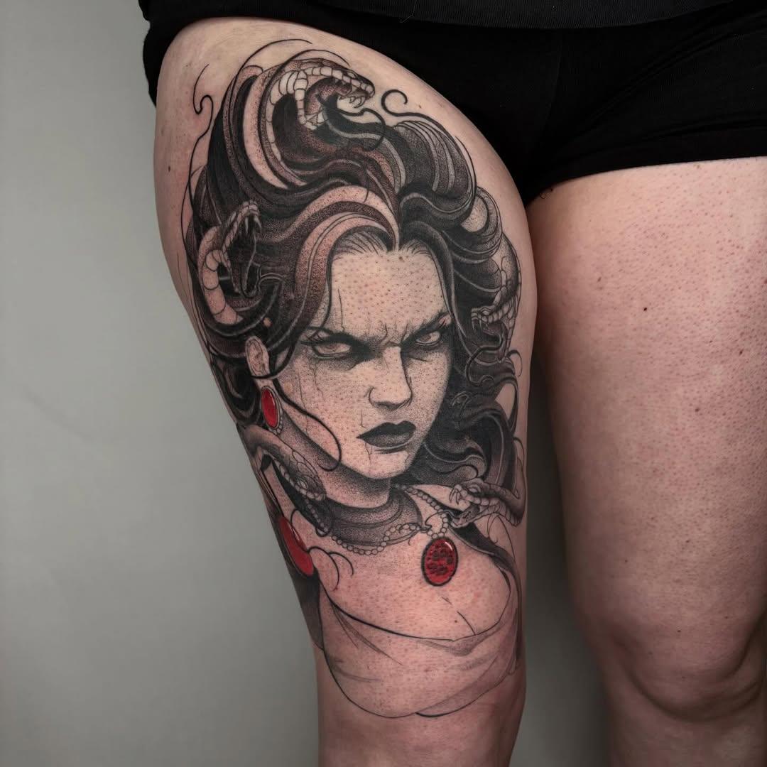 Méduse portrait blackwork — thom_medusa