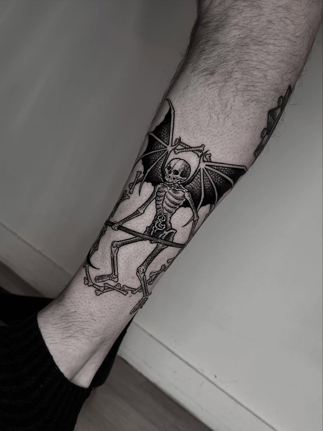 Skeleton skull tattoo by logur_