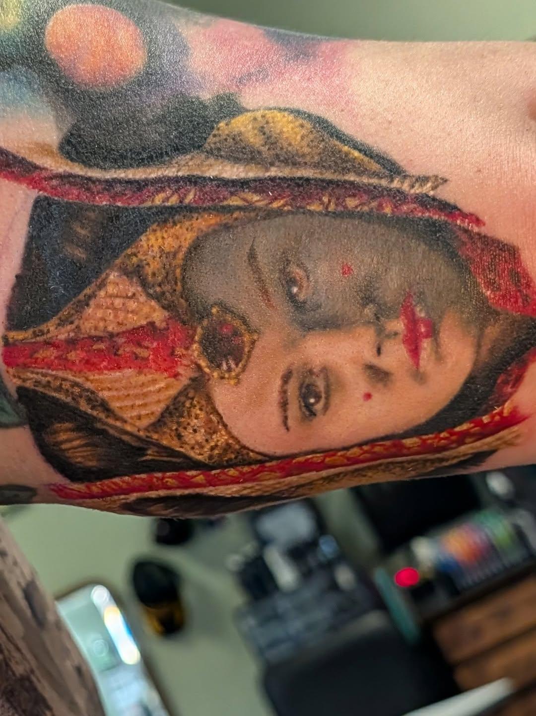 Queen Amidala portrait tattoo by saptat86