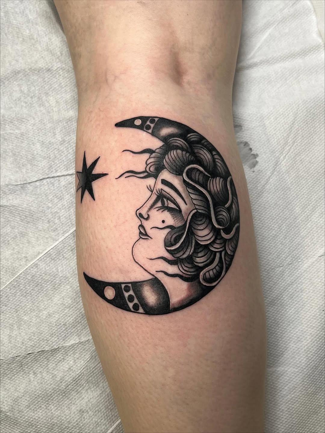 Moon flash tattoo by mathias.tattooer