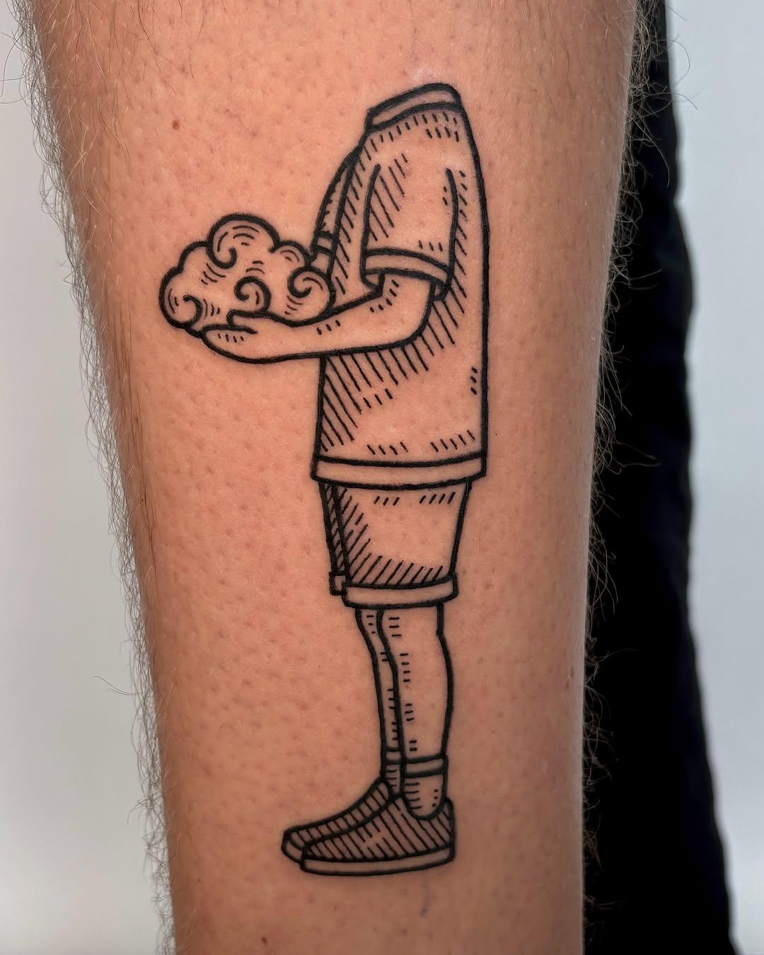 Headless figure tattoo on arm by marvin_tat