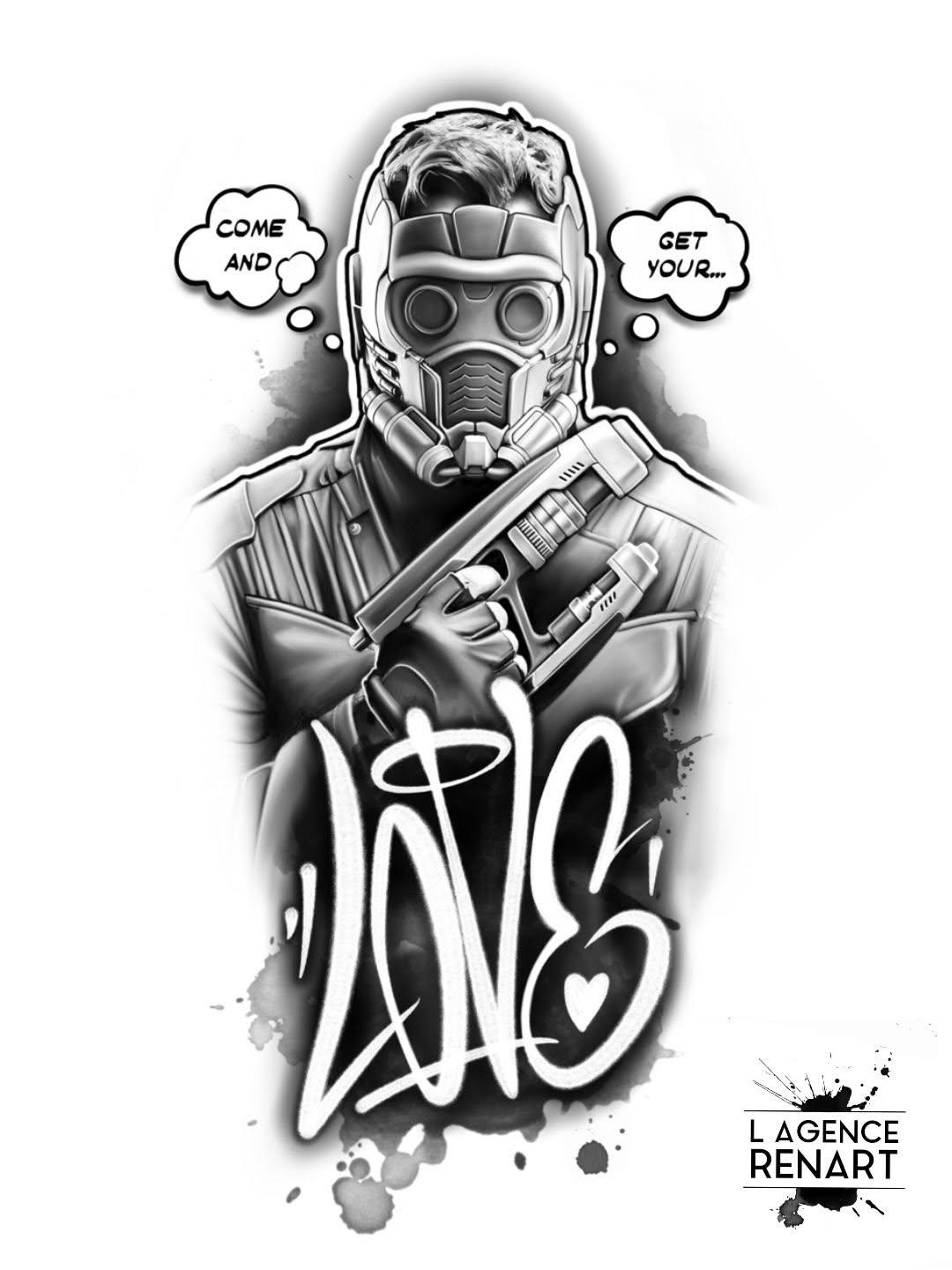 Star-Lord Guardians Galaxy portrait réaliste