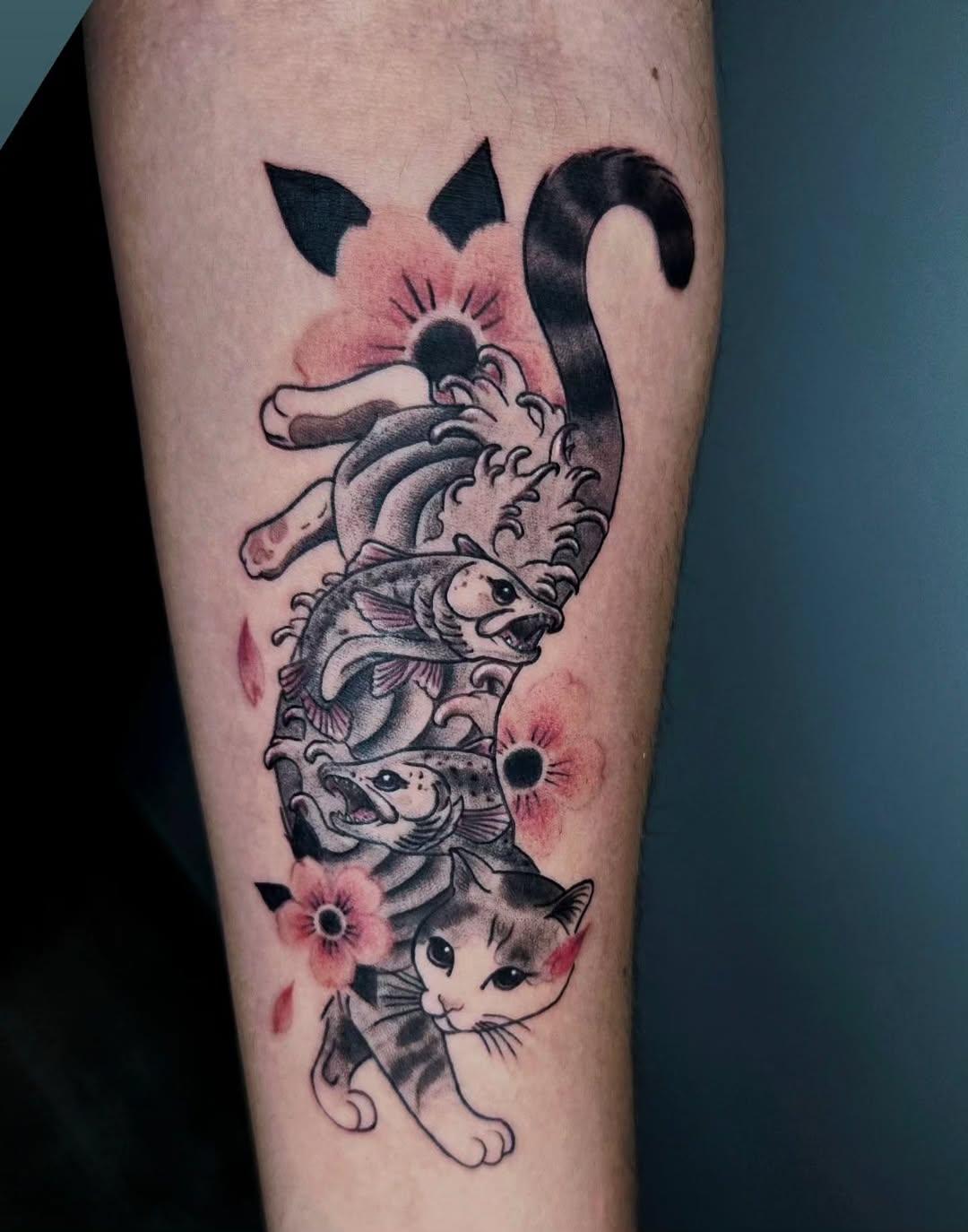 Chat stylisé japonais trad hommage animal