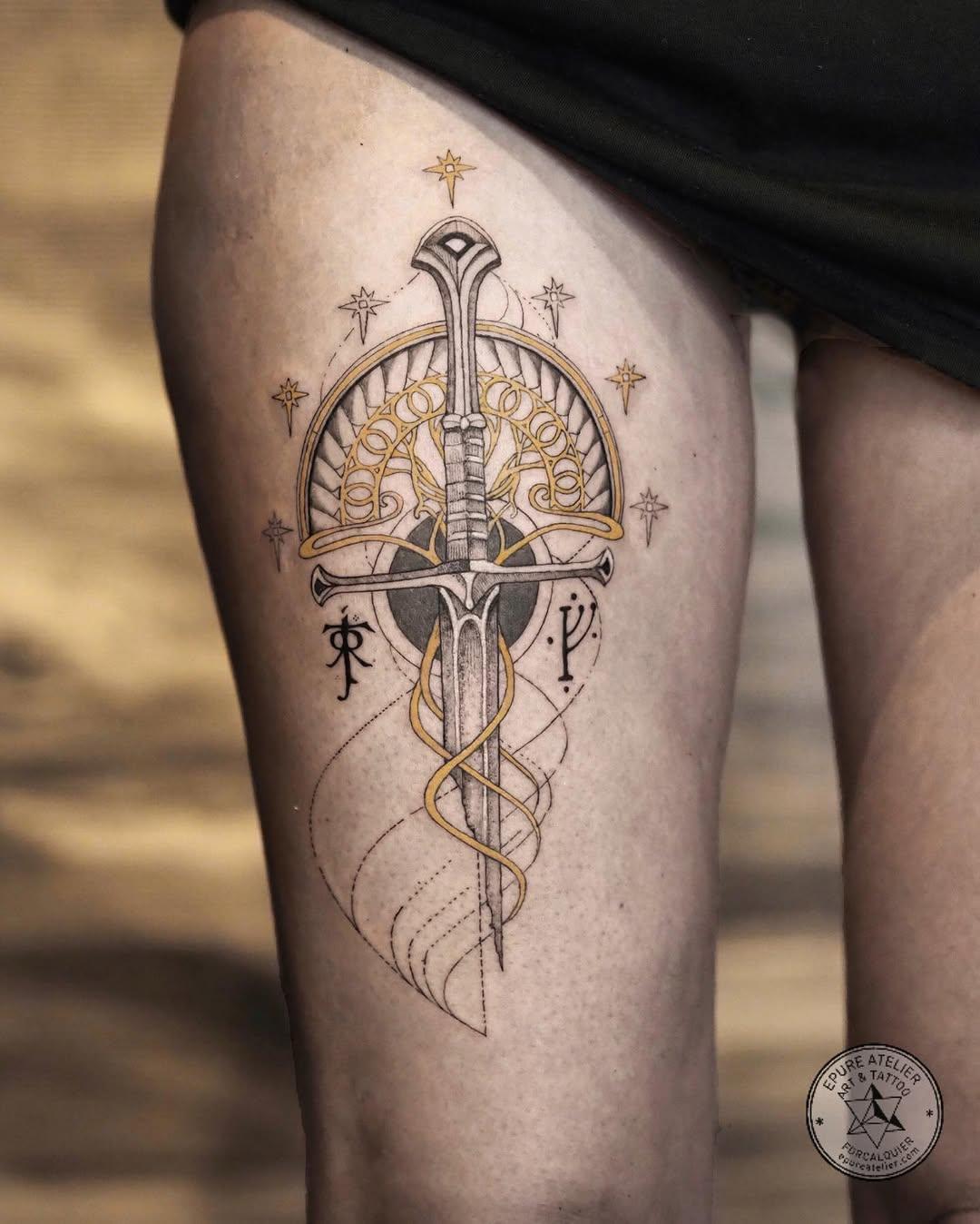 Tatouage épée Narsil ornementale — judicael.epureatelier