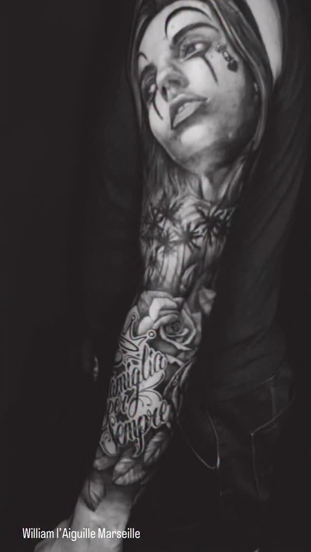 Tatouage Portrait femme chola lettrage — laiguillewilliam