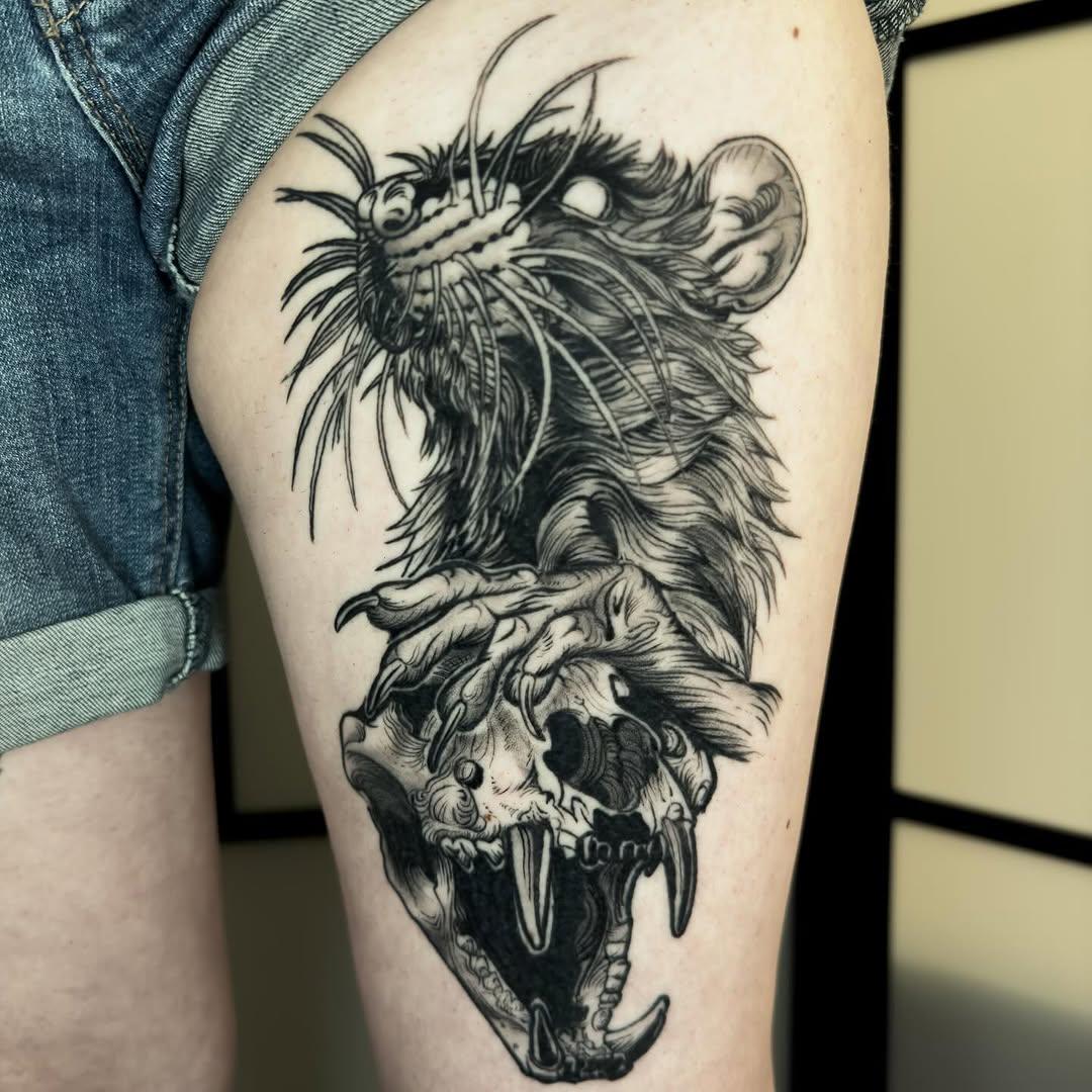 Tatouage Rat et crâne — bbpoulet