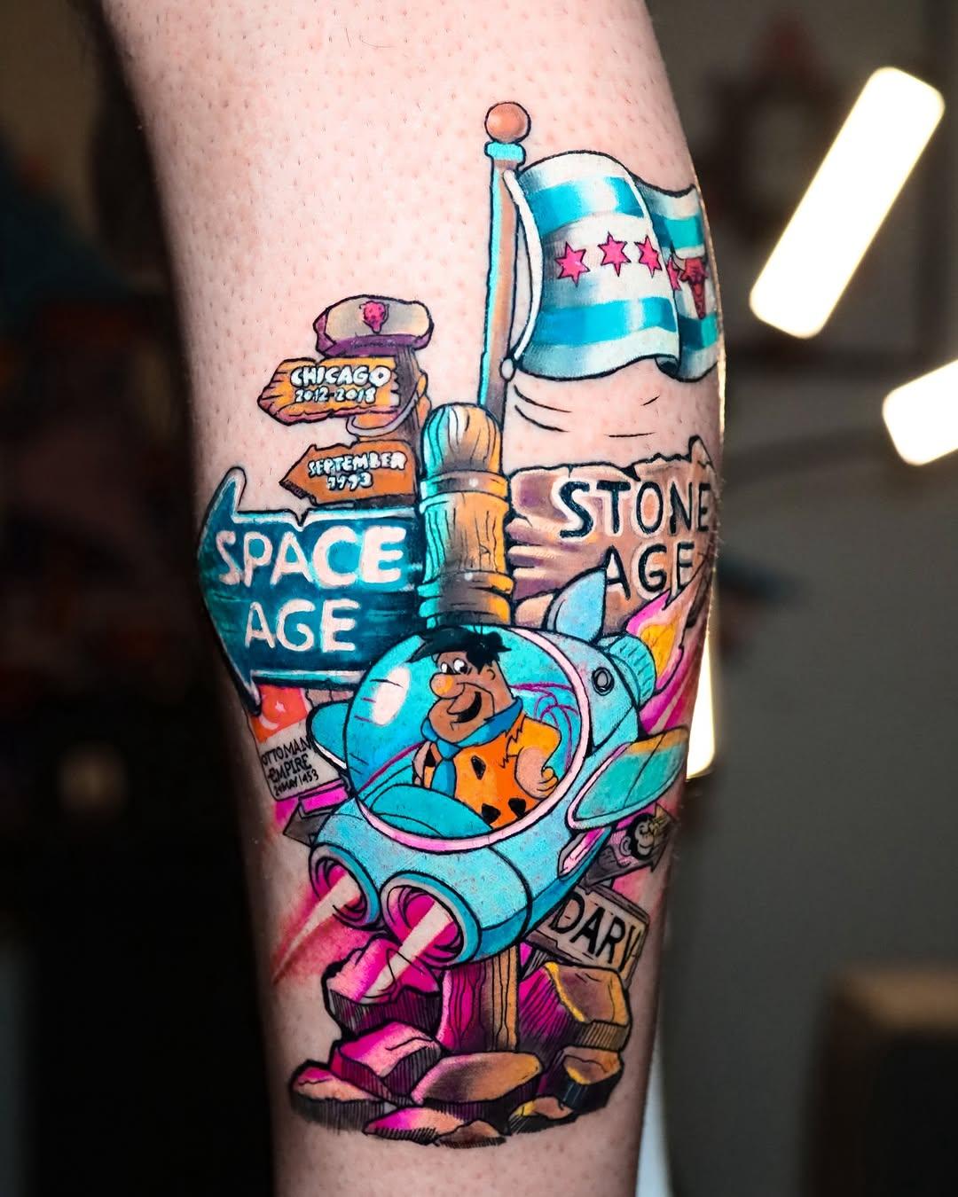 Tatouage Flintstones fusée — isacthekid