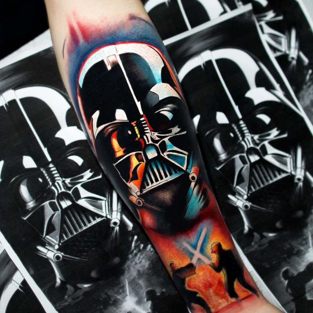 Tatouage Darth Vader flammes — isacthekid
