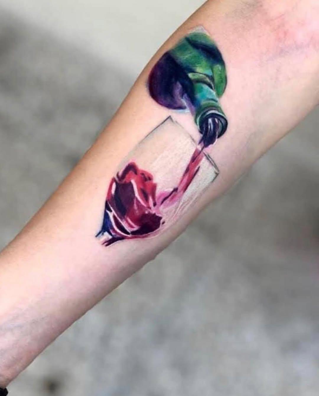 Tatouage Raisin et feuilles aquarelle — dumantattoo
