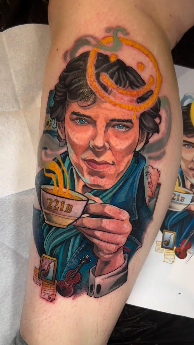 Tatouage Sherlock Holmes portrait — laenainkward