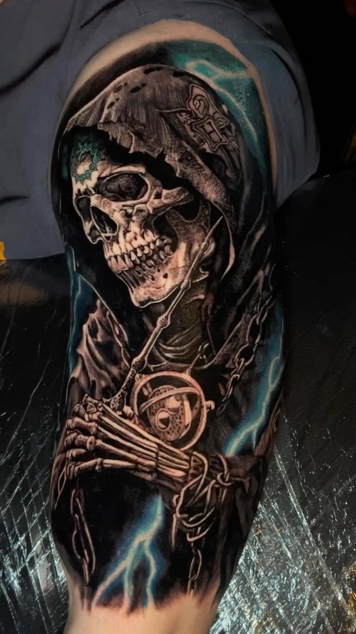 Tatouage Faucheuse réaper skull dark — tchoum_tattoo_art