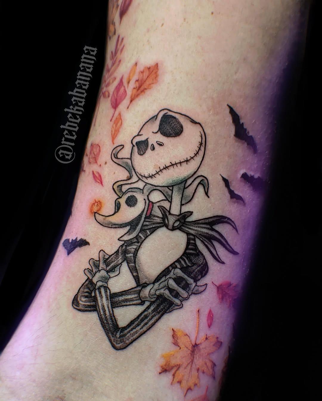 Tatouage Jack Skellington feuilles — rebekabanana
