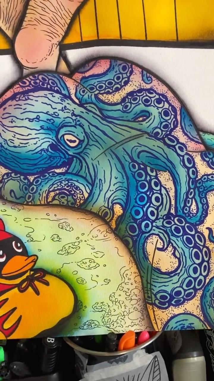 Tatouage Poulpe aquarelle bras — philkyle