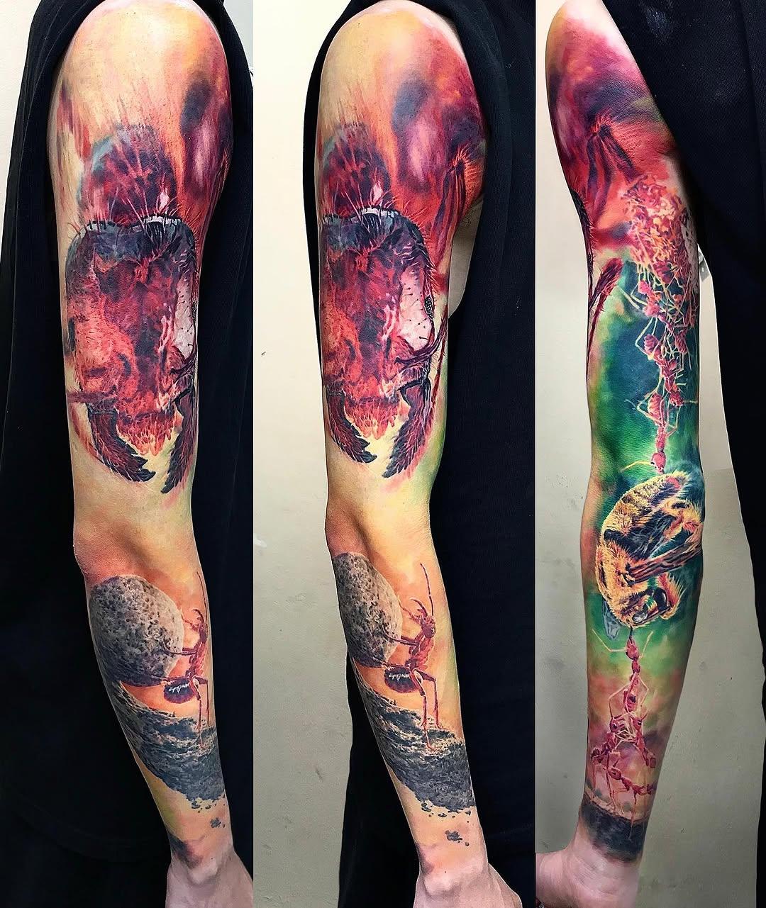 Tatouage Portrait réaliste avec éléments — tu_den88